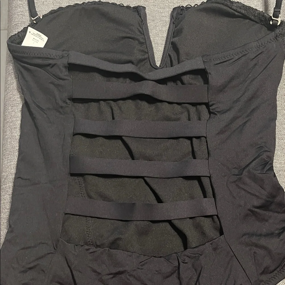 Black crocheted open back One-Piece Swimsuit - Picture 4 of 6